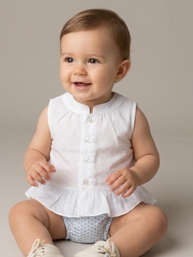 Nekenia Conjunto Bebé Blusa Sin Manga Plumeti Braguita topos 24VC05 Azul [0]