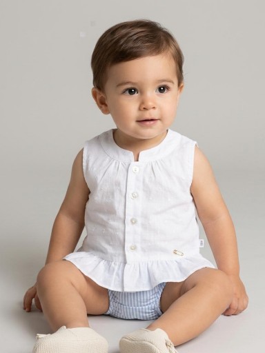 Nekenia Conjunto Bebé Blusa Sin Manga Plumeti Braguita Rayas 24VC05 Azul [0]