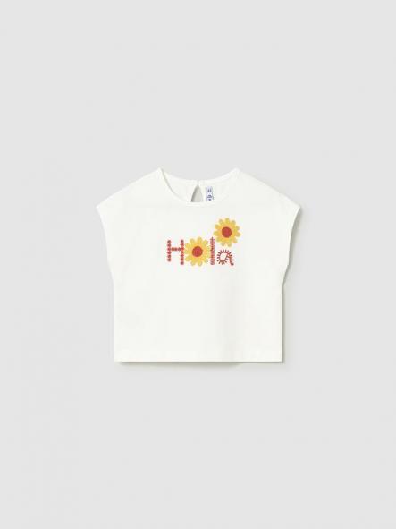 Mayoral Camiseta m/c Apliques Crochet 26-01084-026 Crudo