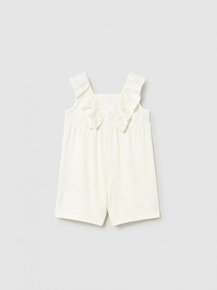 Mayoral mono corto combinado guipur 26-01827-026 Crudo