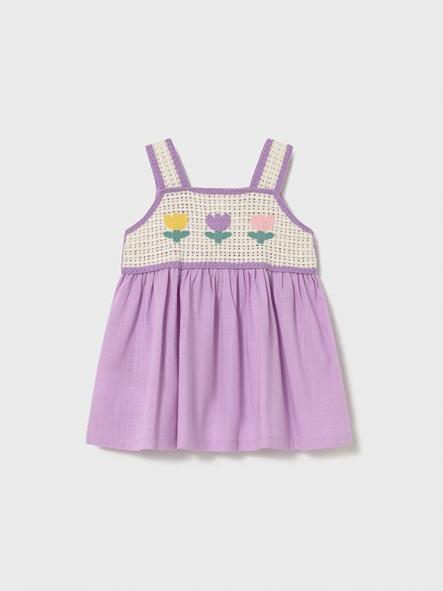 Mayoral Vestido Combinado Crochet 26-01931-080 Lilac