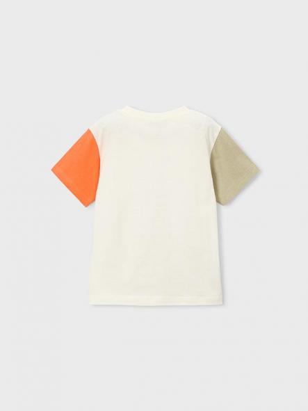 Mayoral Camiseta M/C Combinada 26-03076-078 Nata-Naranja [1]