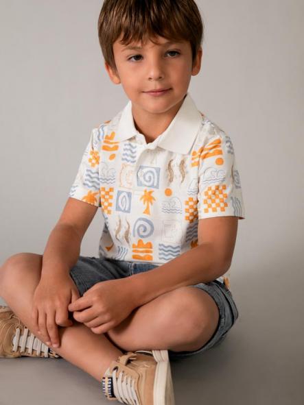 Mayoral Polo m/c Estampado 26-03104-087 Nata-Peach