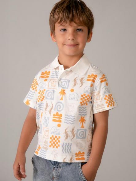 Mayoral Polo m/c Estampado 26-03104-087 Nata-Peach [1]