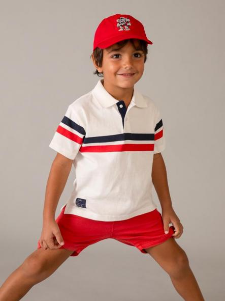 Mayoral Polo m/c Bandas 26-03107-037 Nata-Tomate [2]