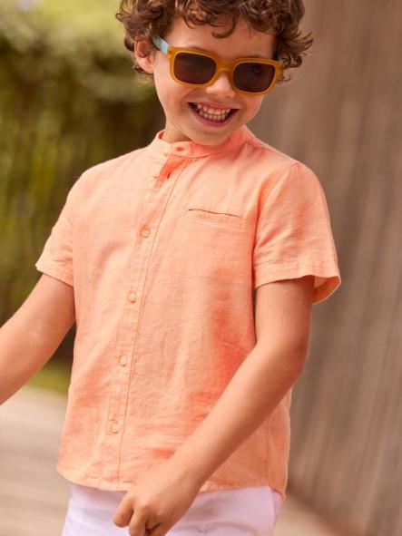 Mayoral Camisa m/c Cuello Mao Lino 26-03113-016 Peach