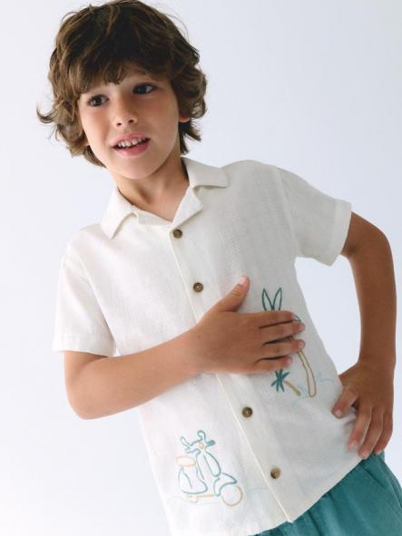 Mayoral Camisa m/c  Bordados 26-03114-022 Nata