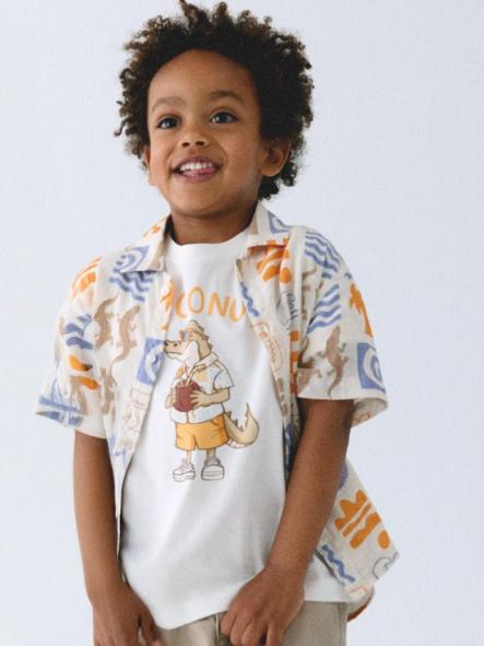 Mayoral Camisa m/c  Estampada 26-03115-025 Nata-Peach