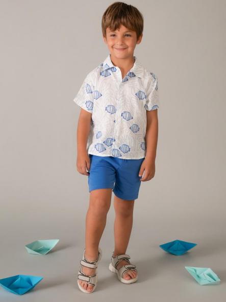 Mayoral Camisa m/c  Estampada 26-03115-027 Bco-Azul [2]