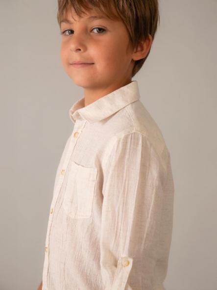 Mayoral Camisa m/c Lino Cuello camisero 26-03119-035 Avena Mez [1]