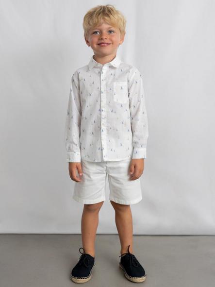 Mayoral Camisa m/c Lino Cuello camisero 26-03119-037 Bco- Añil [2]