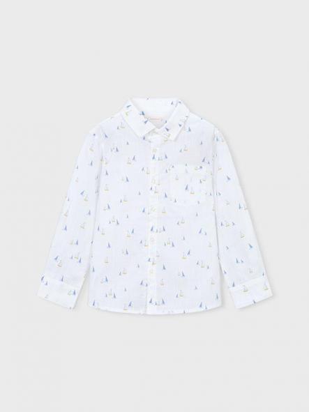 Mayoral Camisa m/c Lino Cuello camisero 26-03119-037 Bco- Añil [3]