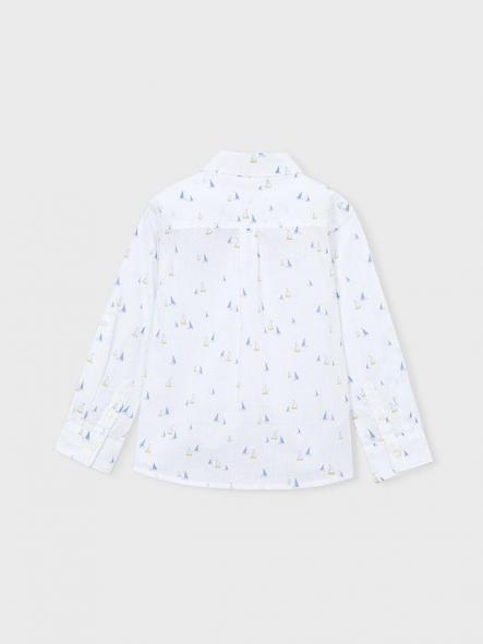 Mayoral Camisa m/c Lino Cuello camisero 26-03119-037 Bco- Añil [4]