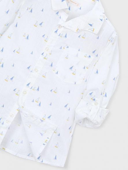 Mayoral Camisa m/c Lino Cuello camisero 26-03119-037 Bco- Añil [5]