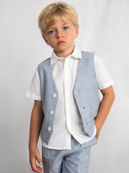 Mayoral Chaleco Lino Suiting 26-03379-025 Añil rayas