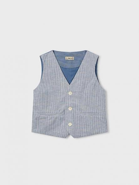 Mayoral Chaleco Lino Suiting 26-03379-025 Añil rayas [1]