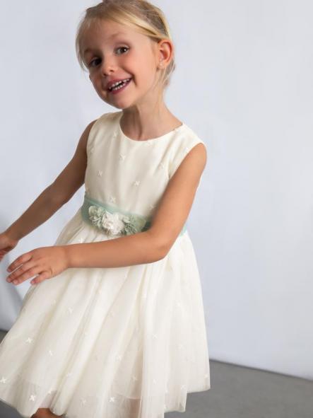 Mayoral Vestido Tul Bordado 26-03919-042 Crudo