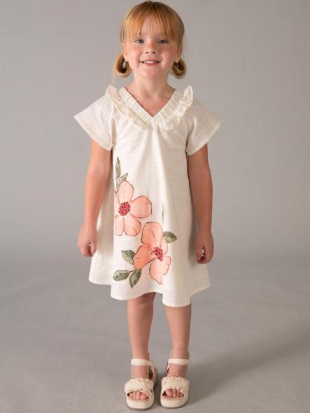 Mayoral Vestido Lino Flores 26-03931-028 Garbanzo [2]