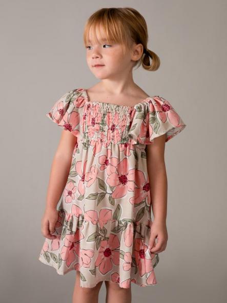 Mayoral Vestido Efecto Lino Estampado 26-03932-032 Mandarina [0]