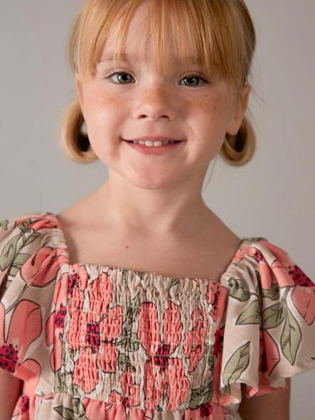 Mayoral Vestido Efecto Lino Estampado 26-03932-032 Mandarina [1]