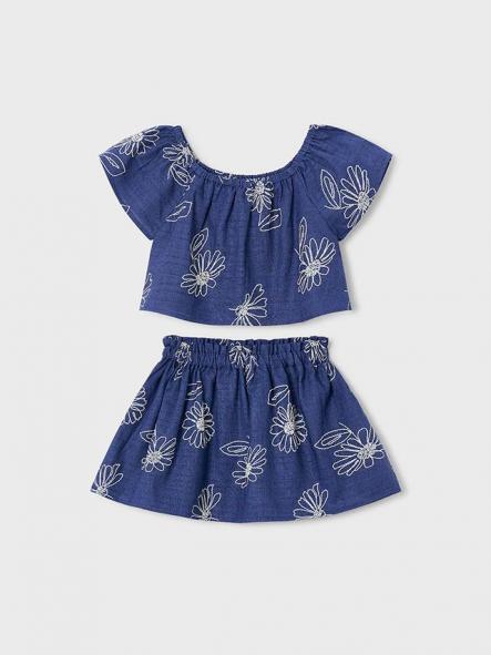 Mayoral Conjunto falda Lino Estampado 26-03947-058 Porcelana