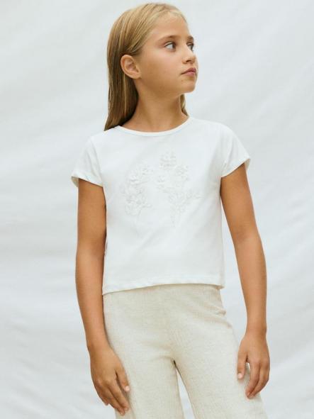 Mayoral Camiseta M/C Lentejuelas 26-06002-091 Crudo