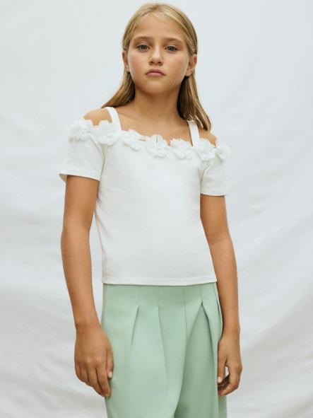 Mayoral Camiseta M/C Flores 3D 26-06003-095 Crudo