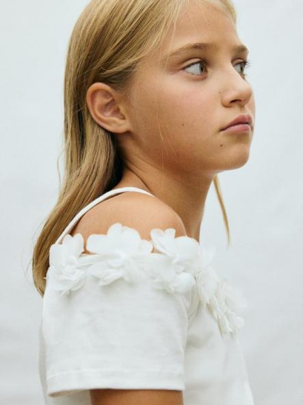 Mayoral Camiseta M/C Flores 3D 26-06003-095 Crudo [1]