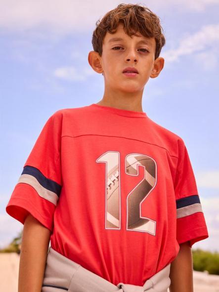 Mayoral Camiseta M/C Combinada 26-06032-015 Tomate