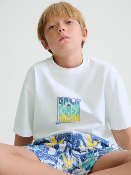 Mayoral Camiseta M/C Back Print 26-06036-029 Bco-Lemon