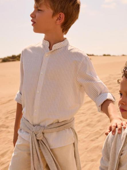 Mayoral Camisa M/L Cuello Mao 26-06176-012 Piedra