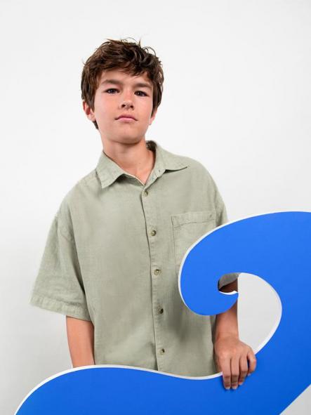 Mayoral Camisa M/C Lino Comfy 26-06179-457 Oliva Claro