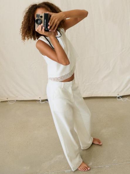 Mayoral Pantalon Largo Cinta Bordada 26-06545-095 Crudo