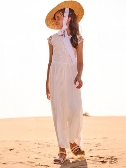 Mayoral Mono Largo Combinado Plisado 26-06871-044 Nata