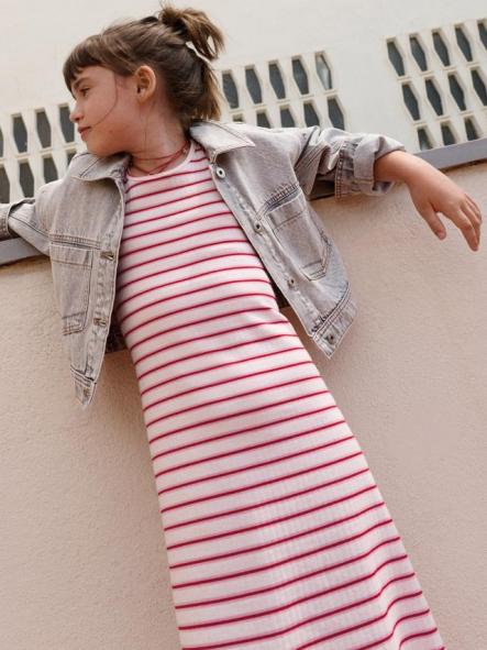 Mayoral Vestido Rayas Midi 26-06914-076 Blanco-Cereza [1]