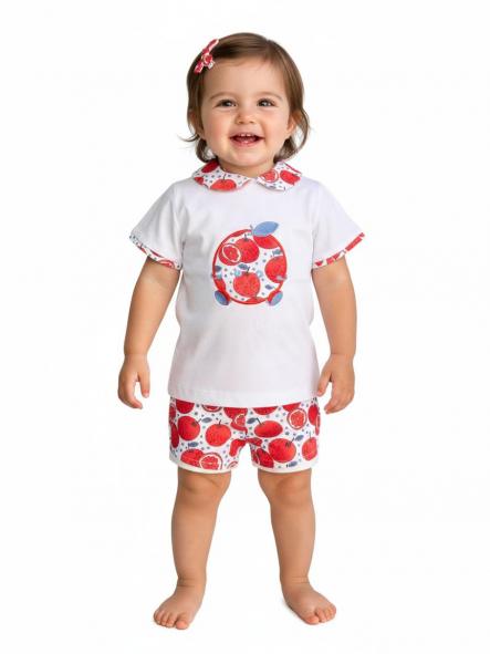 Daniesty Conjunto Niño Camiseta Bordado Cuellos Pantalón Corto Estampado Familia CITRIC 