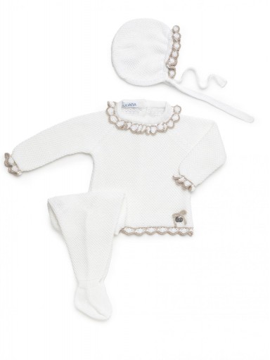 Juliana Vistiendo Bebés Conjunto Punto 3P Empiece Ondas Combinadas "Azahar" 26028 [1]