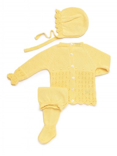 Juliana Vistiendo Bebés Conjunto Punto 3p Empiece Calado Bodoques "Limon" 26031 [2]