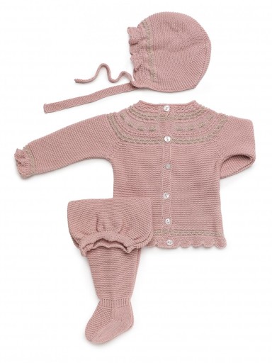 Juliana Vistiendo Bebés Conjunto Punto 3P Canesu Motas "Miel" 26037 [1]