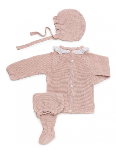 Juliana Vistiendo Bebés Conjunto Punto 3P Lines Calados "Ciruela" 26041 [2]