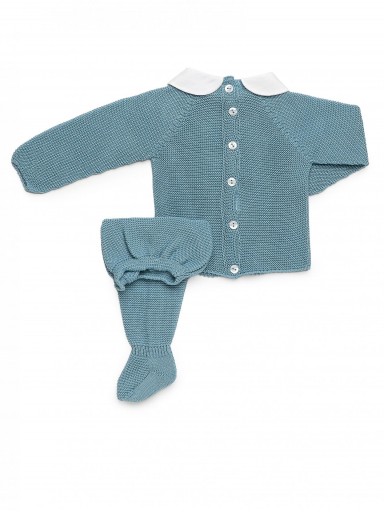 Juliana Vistiendo Bebés Conjunto Punto 2p Lin Trenzas Cuello "Eucalipto" 26045 [1]