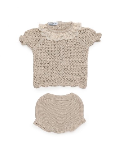Juliana Vistiendo Bebés Conjunto Bebe niña jersey manga corta Volante braguita Punto 26059 [1]