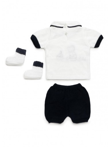 Juliana Vistiendo Bebés Conjunto Punto Pantalón Bordado Oso Con Patucos "Piñón" 26072 [2]