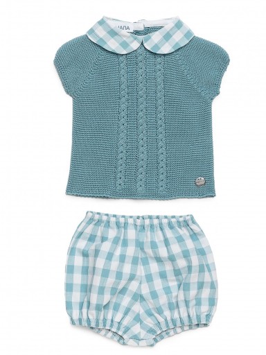 Juliana Vistiendo Bebés Conjunto 2 Piezas Pantalón Tela Cuadros "Eucalipto" 26075