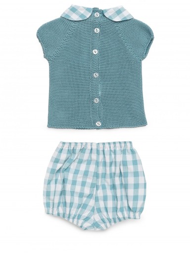 Juliana Vistiendo Bebés Conjunto 2  Piezas Pantalón Tela Cuadros "Eucalipto" 26075 [1]