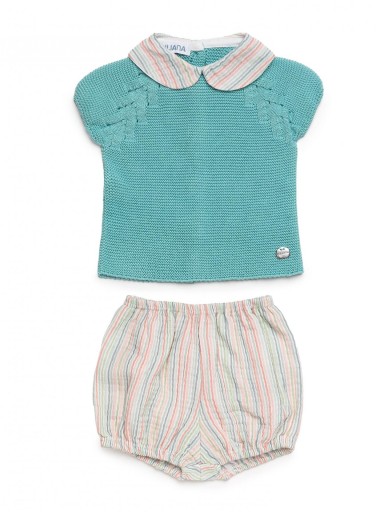 Juliana Vistiendo Bebés Conjunto 2  Piezas Pantalóm Tela rayas Finas "Helado" 26084 [1]