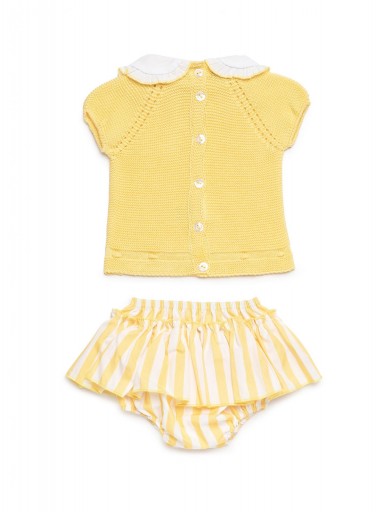 Juliana Vistiendo Bebés Conjunto 2  Piezas Braga Volante tela Rayada Amarillo "Limón" 26091 [2]