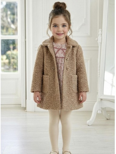 Miranda Abrigo Infantil Niña Rizo Camel Bolsillos Plastón  0260/A [0]