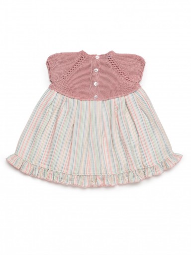 Juliana Vistiendo Bebés Vestido Cuerpo Punto  Falda Tela Rayas finas "Helado" 26125 [2]