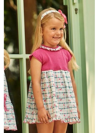 Juliana Vistiendo Bebés Vestido Cuerpo Punto Fresa Falda Tela  Cuadros "Cereza" 26126 [0]